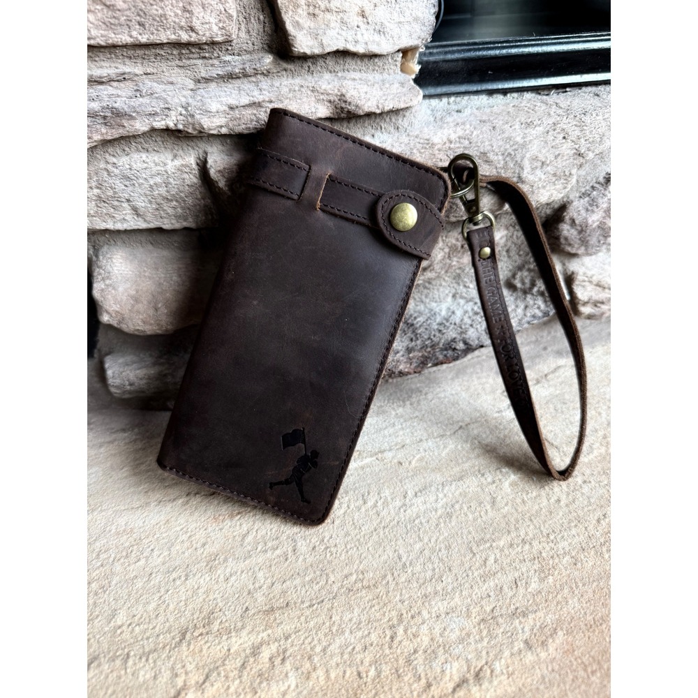 Glove Leather Baseball Wristlet Wallet Brown "For Love Of The Game" Long Bifold‎